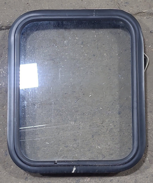 Used Black Radius Non Opening Window : 17 1/2" W x 21 1/2" H x 2" D - Young Farts RV Parts