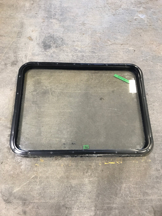Used Black Radius Non Opening Window : 35 1/2" W x 26" H x 1 1/2" D