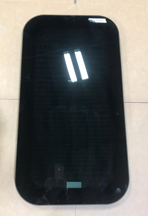Used Black Radius Frameless Non-Opening Window : 34 1/2" X 17 1/4" X 1 1/2" D - Young Farts RV Parts