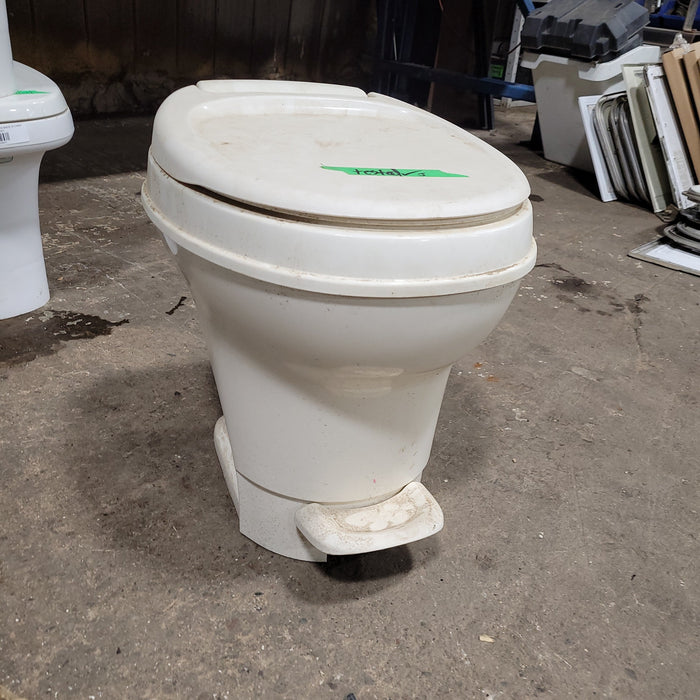 Used Toilet Complete Thetford Aqua-Magic V Toilet High Profile Plastic with Full Bowl Flush 31672 - Young Farts RV Parts