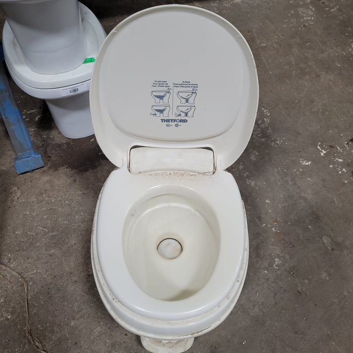 Used Toilet Complete Thetford Aqua-Magic V Toilet High Profile Plastic with Full Bowl Flush 31672 - Young Farts RV Parts