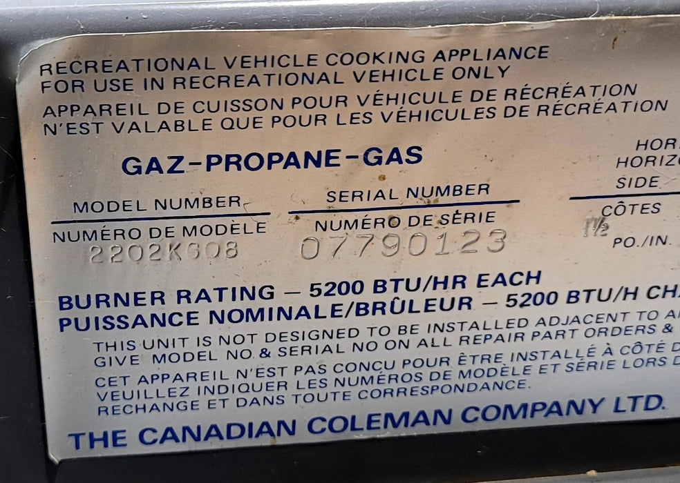 Used Coleman 2 Burner RV Cooktop - 2202K608 - Young Farts RV Parts