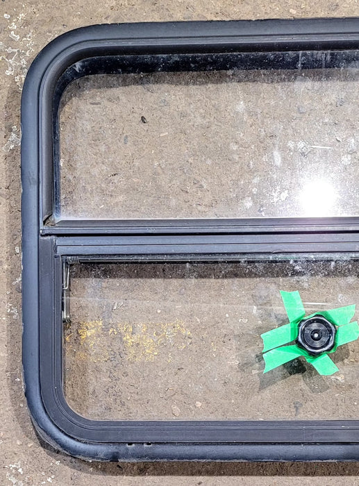 Used Black Radius Opening Window : 29 1/2" W x 21 1/2" H x 1 1/2" D - Young Farts RV Parts