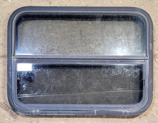 Used Black Radius Opening Window : 29 1/4" W x 21 1/4" H x 2" D - Young Farts RV Parts