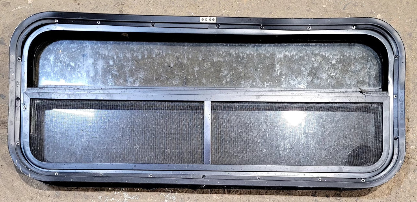 Used Black Radius Opening Window : 35 1/4" W x 14 1/4" H x 2" D - Young Farts RV Parts