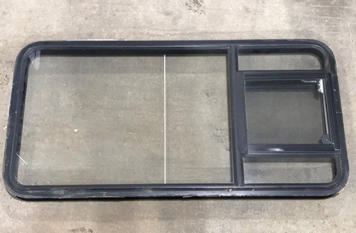 USED Black Radius Opening Window : 47 1/4" W x 23" H x 2" D - Young Farts RV Parts