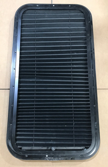 Used Black Radius Frameless Non-Opening Window : 34 1/2" X 17 1/4" X 1 1/2" D - Young Farts RV Parts