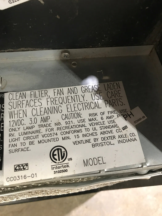 Used Ventline RV Range Hood Fan CC0431-09