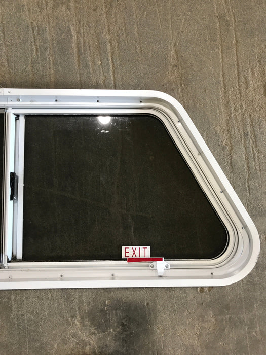 Used Slanted White Radius Emergency Opening Window : 42" W x 17 1/2" H x 2" D