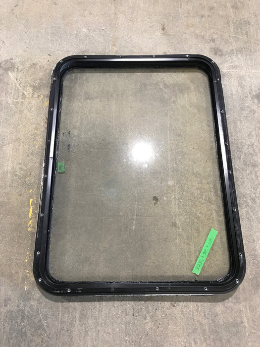 Used Black Radius Non Opening Window : 35 1/2" W x 26" H x 1 1/2" D