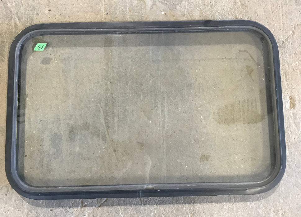 Used Black Radius Non-Opening Window : 32" W X 19 1/2" H X 2" D