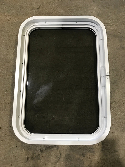 Used White Radius Non Opening Window : 24" W x 16 1/2" H x 2" D