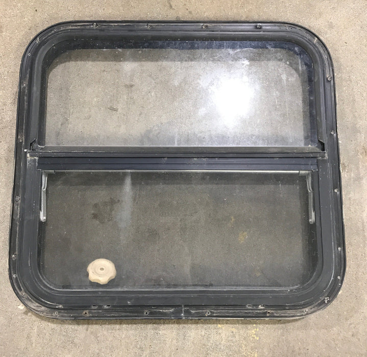 Used Black Radius Opening Window : 24 1/2" W x 22 1/2" H x 2" D