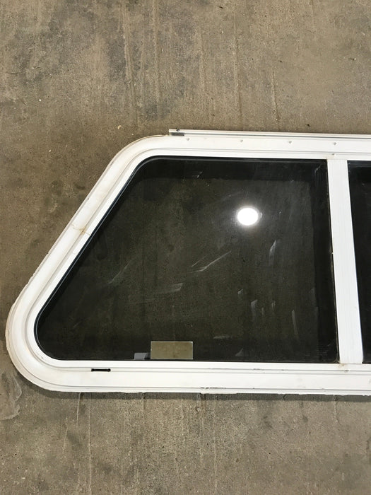 Used Slanted White Radius Emergency Opening Window : 42" W x 17 1/2" H x 2" D