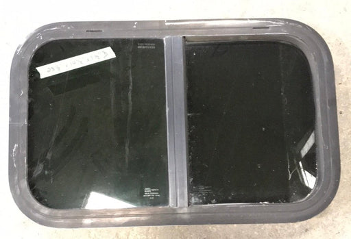 USED Black Radius Opening Window : 23 1/2" W X 14 1/2" H X 1 1/2" D - Young Farts RV Parts