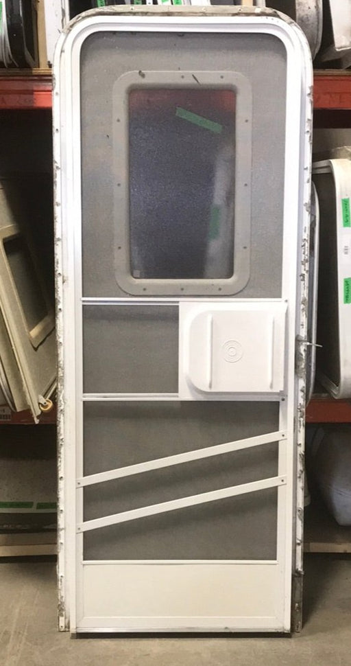 Used RV Radius Corner Entry Door 72" H x 29 1/2" W x 2 1/4" D - Young Farts RV Parts