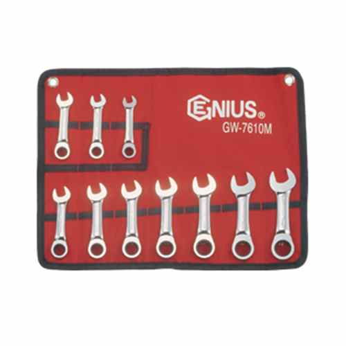  Buy Genius GW-7610M 10Pc Metric Stubby Combination Gear Wrench Set -
