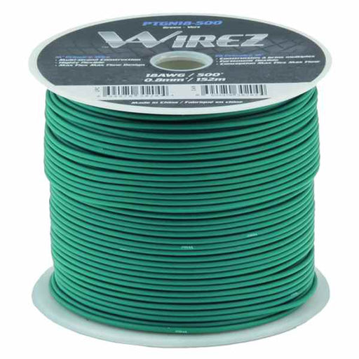  Buy Wirez PTGN18-500 18 Gauge Green Primary Wire - 500Ft - Audio and