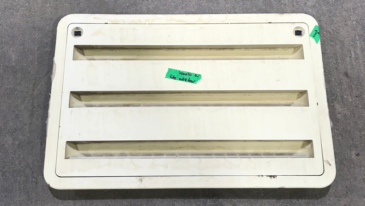 Used DOMETIC 3102277.021 - Yellowed Air Intake Side Refrigerator Vent- HAS FRAME