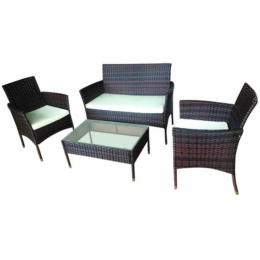 Buy Willion HL-JSBWS01BR 4 Pcs Rattansofa Set Brown/Beige - Patio Chairs