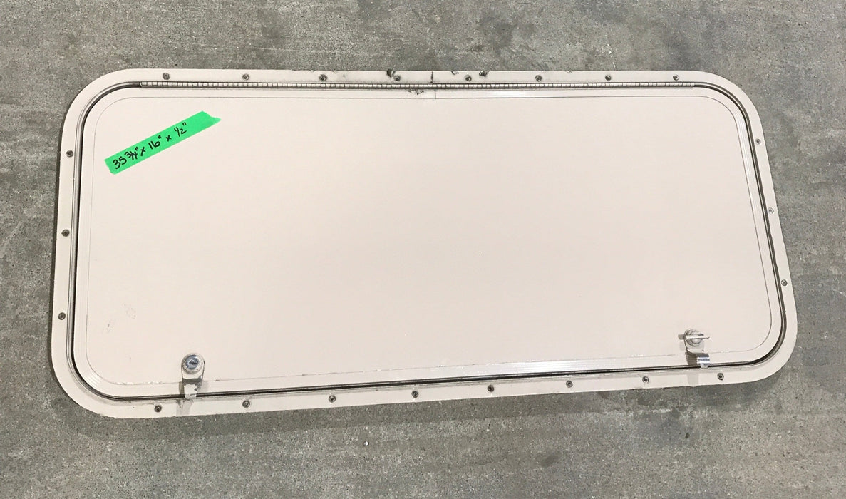 Used Radius Cornered Cargo Door 35 3/4" W x 16" H x 1/2" D - Young Farts RV Parts