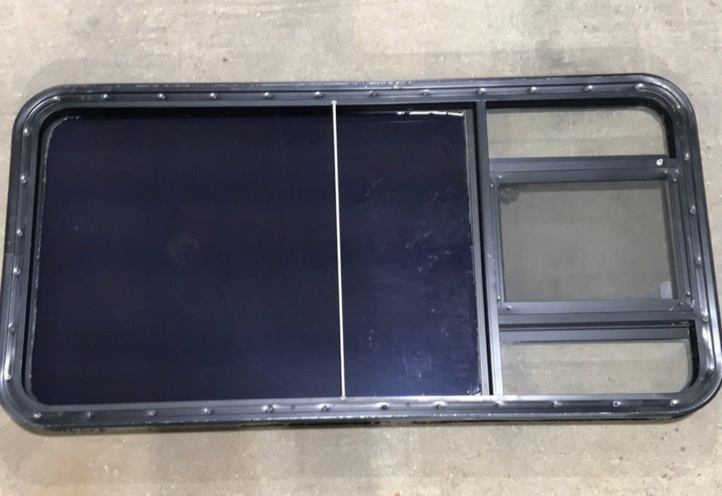 USED Black Radius Opening Window : 47 1/4" W x 23" H x 2" D - Young Farts RV Parts