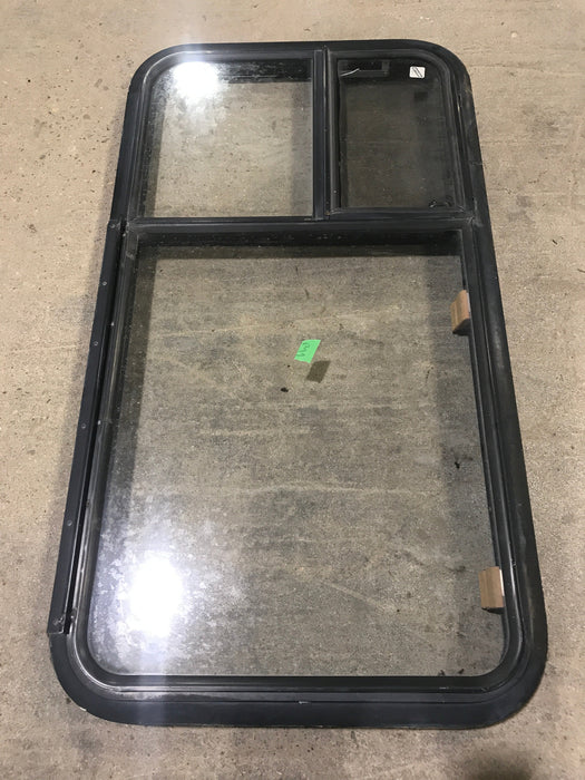 Used Black Radius Emergency Opening Window : 41 1/2" W X 21 1/2" H X 2" D - Young Farts RV Parts