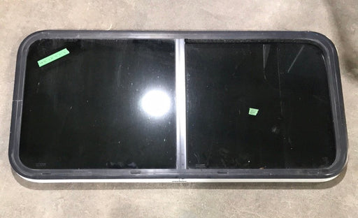 USED Black Radius Opening Window : 45 1/2" W x 21 1/2" H x 1 1/2" D - Young Farts RV Parts