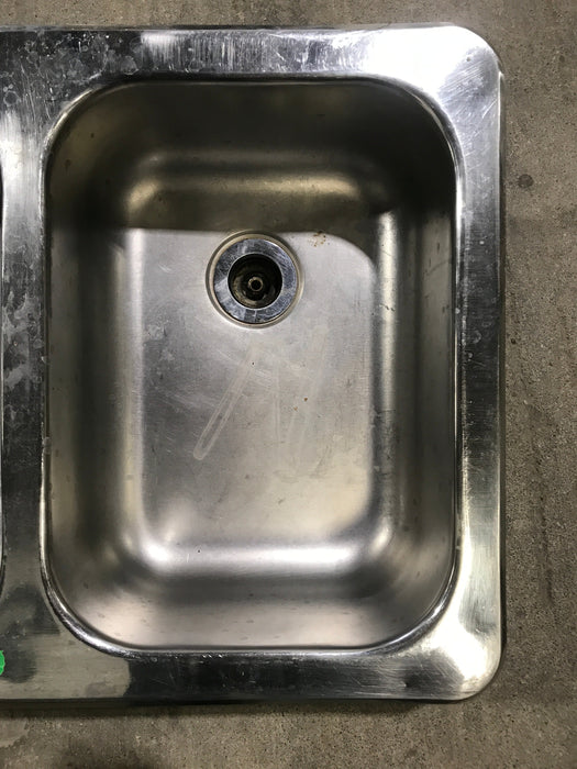 Used Double Kitchen Sink 24” W X 17” L
