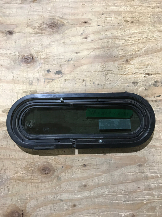 Used Black Radius Non Opening Window : 14 1/2" W X 4 1/2" H X 3/4" D