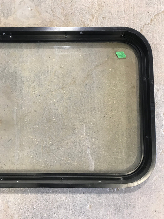 Used Black Radius Non-Opening Window : 32" W X 19 1/2" H X 2" D