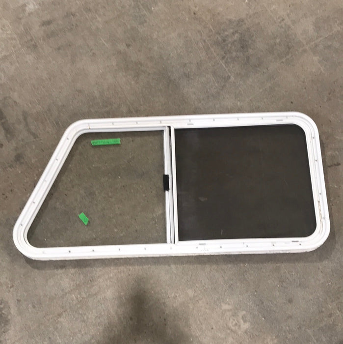 Used Slanted White Radius Opening Window : 47" W x 21 1/2" H x 1 1/2" D