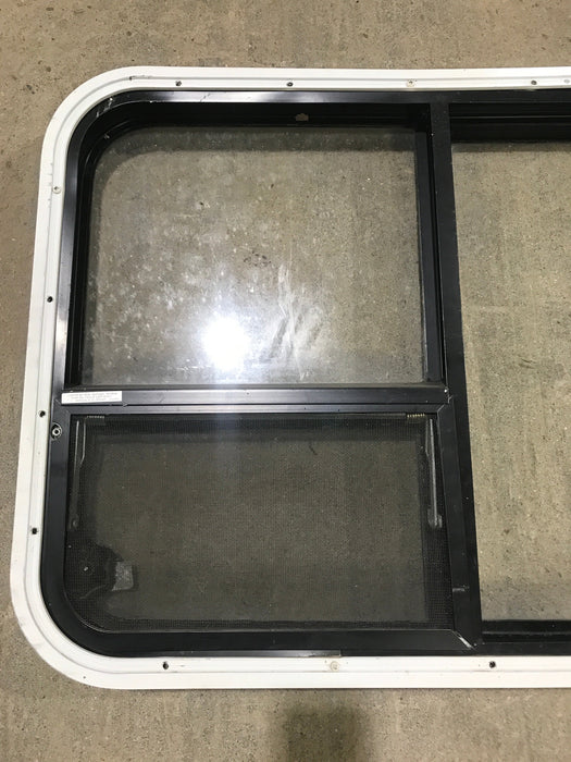 Used Black Radius Emergency Opening Window : 41 1/2" W X 21 1/2" H X 2" D - Young Farts RV Parts