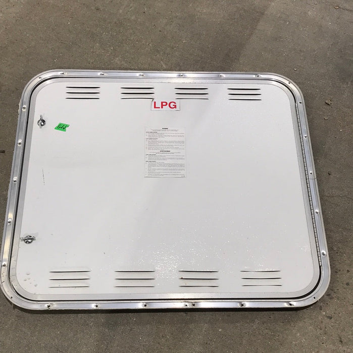 Used Square Cornered Propane cargo Door 30 1/2" W x 26 1/2" H X 3/4" D