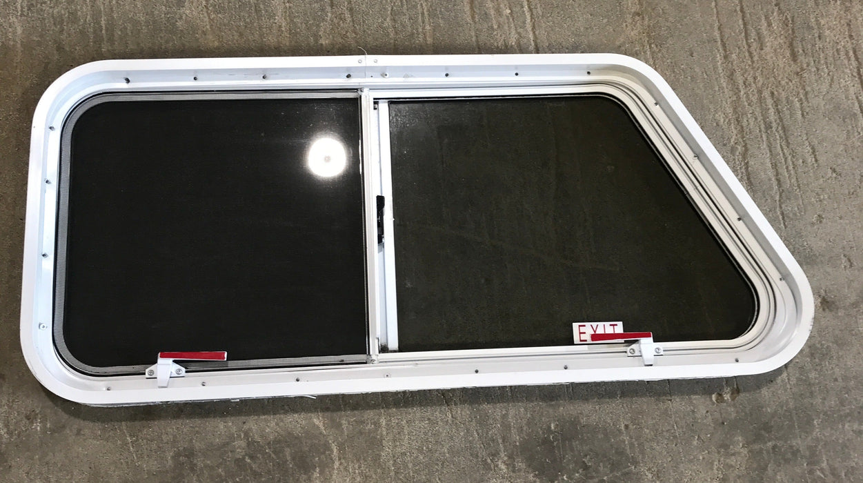 Used Slanted White Radius Emergency Opening Window : 42" W x 17 1/2" H x 2" D