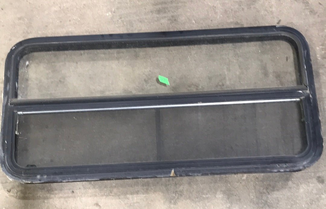 USED Black Radius Opening Window : 45 1/2" W x 21 1/2" H x 2" D - Young Farts RV Parts