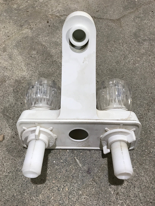 Used 4" Bathroom Faucet, Off-White, Clear Knobs