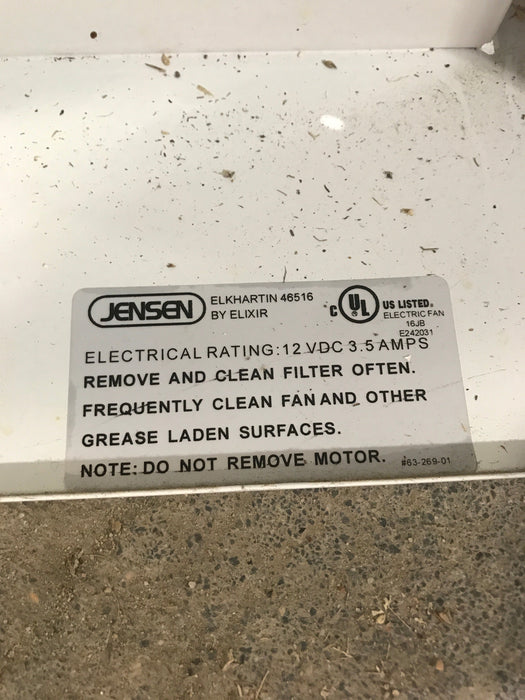 Used Jensen RV Range Hood Fan 63-269-01