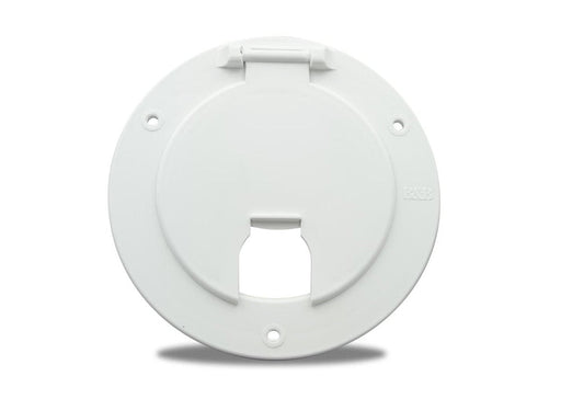 B&B Molders 94331 Deluxe Round Electrical Cable Hatch, Polar White - Young Farts RV Parts