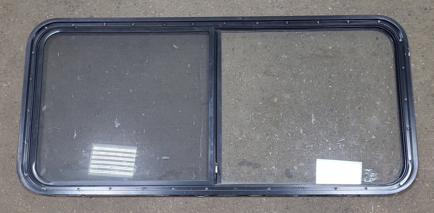 Black Radius Opening Window : 48 1/2" W X 22" H X 1 3/8" D - Young Farts RV Parts
