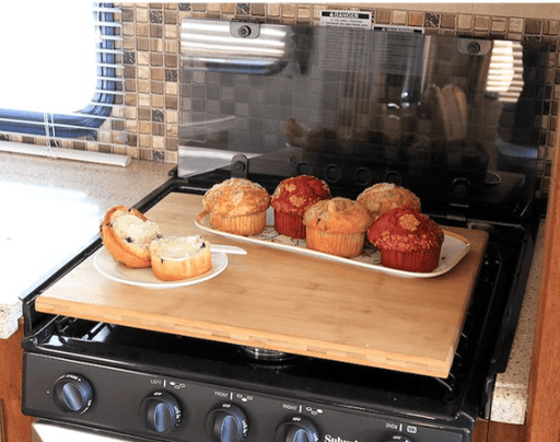 Camco 43571 Universal Fit Stove Top Cover; 19 - 1/2" x 17" x 3/4"; Natural; Bamboo - Young Farts RV Parts