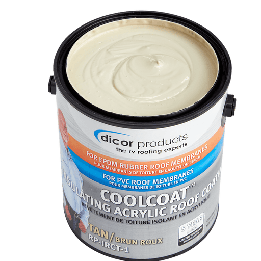 Dicor Corp. RP - IRCT - 1 CoolCoat Insulating Acrylic Rubber Roof Coating, Tan - 1 Gal - Young Farts RV Parts