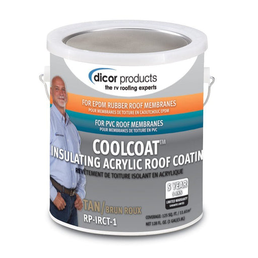 Dicor Corp. RP - IRCT - 1 CoolCoat Insulating Acrylic Rubber Roof Coating, Tan - 1 Gal - Young Farts RV Parts