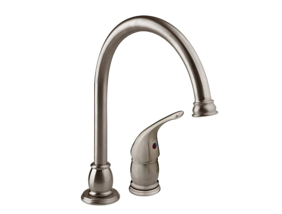 Dura Faucet DF - NMK301 - SN Goose Neck Hi - Rise Kitchen Faucet, Satin Nickel - Young Farts RV Parts