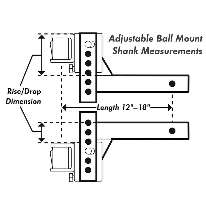 Ea - Z - Lift 14" x 5.75" x 8.75" 14" Adjustable Ball Moun - Young Farts RV Parts