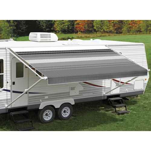 Fiesta Springload Awning Awning Black/Gray Stripe 21' - Young Farts RV Parts