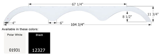 Icon 12327 Fender Skirt Heartland Brands Cyclone / Big Country / Landmark / Razor / Sundance / Trail Runner 104 - 3/4 Inch 13 - 3/4 Inch Black - Young Farts RV Parts