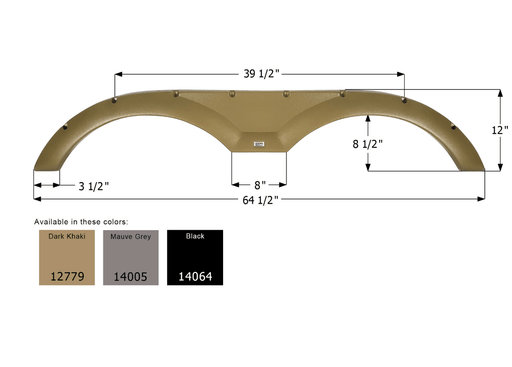 Icon 12779 Fender Skirt Various Forest River Brands 64 - 1/2 Inch x 12 Inch, Dark Khaki - Young Farts RV Parts