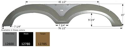 Icon Fender Skirt Various Coachmen And Including Chaparral Brands 76-1/2 Inch 15 Inch Black 12780 - Young Farts RV Parts