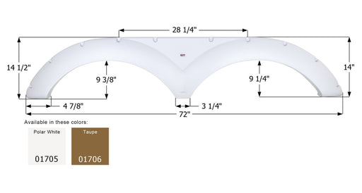 Icon Fender Skirt Various Keystone Brands Including Challenger 72 Inch 14-1/4 Inch Polar White 01705 - Young Farts RV Parts
